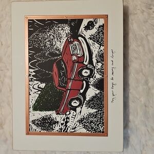 Vintage-style Red Truck Christmas Tree Wall Decor